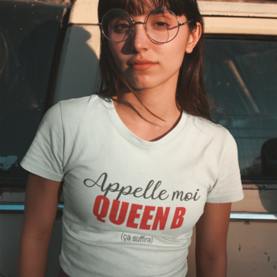 Image de t-shirt blanc pour femme "Appelle-moi Queen B" - MCL Sérigraphie