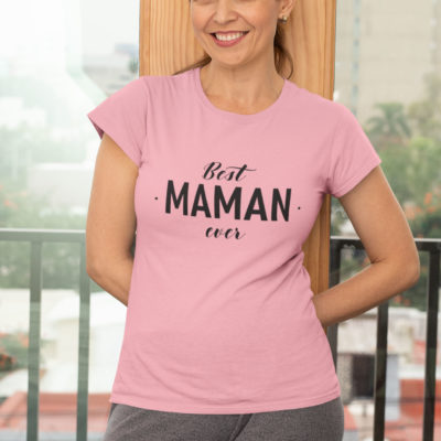 Image de t-shirt rose femme "Best maman ever" - MCL Sérigraphie