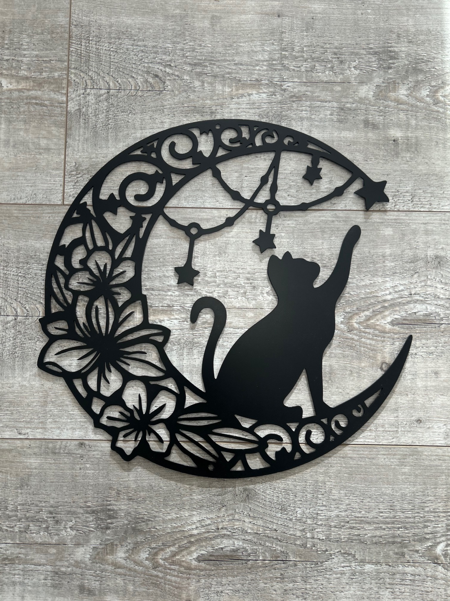 Image de plaque décorative métal "Chat lune"